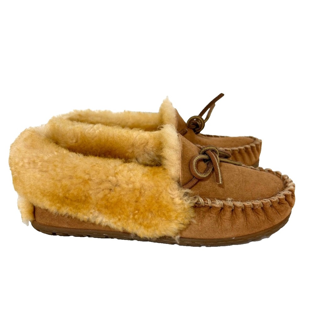 L.L. Bean Womens 7 Wicked Good Slippers Moccasins Genuine Shearling Sheep